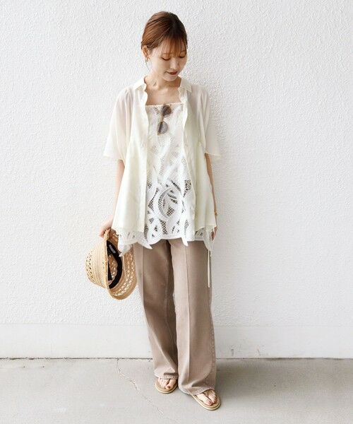 SHIPS / シップス シャツ・ブラウス | 《予約》【WEB限定】〈手洗い可能〉ウエスト ドロスト シアー ブラウス | 詳細1