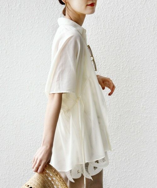 SHIPS / シップス シャツ・ブラウス | 《予約》【WEB限定】〈手洗い可能〉ウエスト ドロスト シアー ブラウス | 詳細7