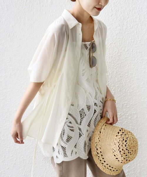 SHIPS / シップス シャツ・ブラウス | 《予約》【WEB限定】〈手洗い可能〉ウエスト ドロスト シアー ブラウス | 詳細8