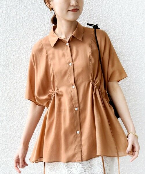 SHIPS / シップス シャツ・ブラウス | 《予約》【WEB限定】〈手洗い可能〉ウエスト ドロスト シアー ブラウス（ベージュ系）