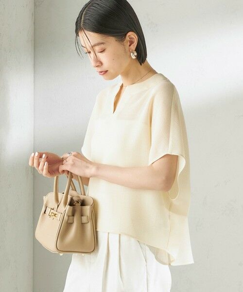 SHIPS / シップス シャツ・ブラウス | 《予約》〈手洗い可能〉ミニ チェック カラミ スキッパー プルオーバー（アイボリー）