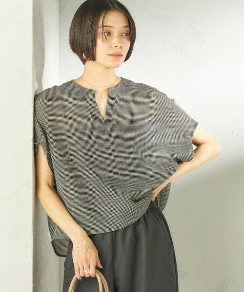 SHIPS / シップス シャツ・ブラウス | 《予約》〈手洗い可能〉ミニ チェック カラミ スキッパー プルオーバー | 詳細28