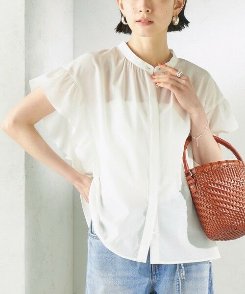 SHIPS / シップス シャツ・ブラウス | 《予約》〈接触冷感/洗濯機可能〉SUUSUU フリル ギャザー ブラウス（ホワイト）