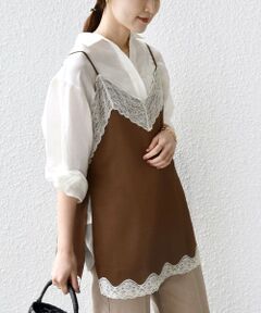 SHIPS / シップス キャミソール・チューブトップ | 〈手洗い可能〉レース トリム キャミソール