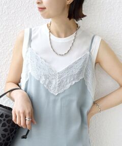SHIPS / シップス キャミソール・チューブトップ | 〈手洗い可能〉レース トリム キャミソール