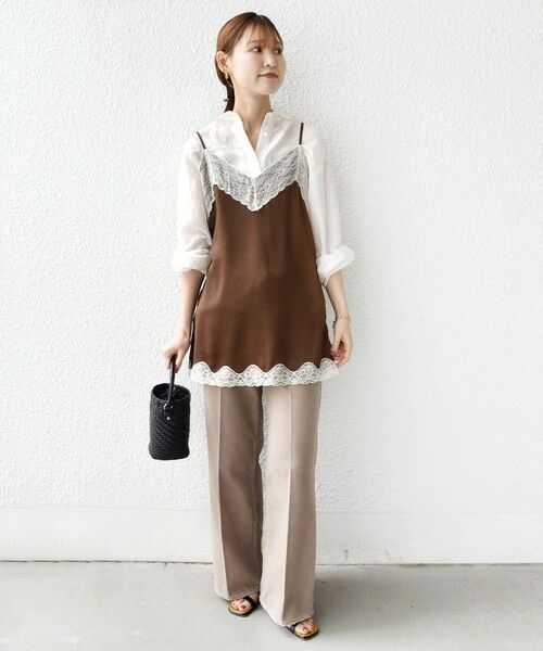 SHIPS / シップス キャミソール・チューブトップ | 〈手洗い可能〉レース トリム キャミソール | 詳細1