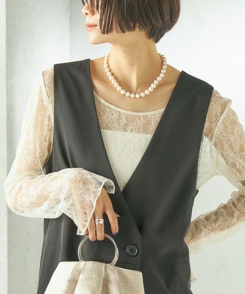 SHIPS / シップス Tシャツ | little black:〈手洗い可能〉2WAY レース ロング スリーブ TEE | 詳細9