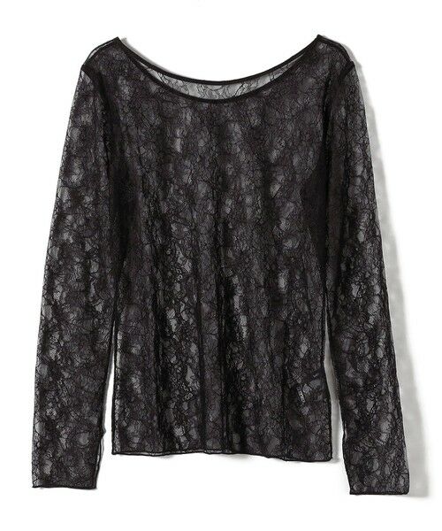 SHIPS / シップス Tシャツ | little black:〈手洗い可能〉2WAY レース ロング スリーブ TEE（ブラック）