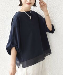SHIPS / シップス カットソー | 〈洗濯機可能〉袖 ツイスト デザイン シアー ドッキング TEE