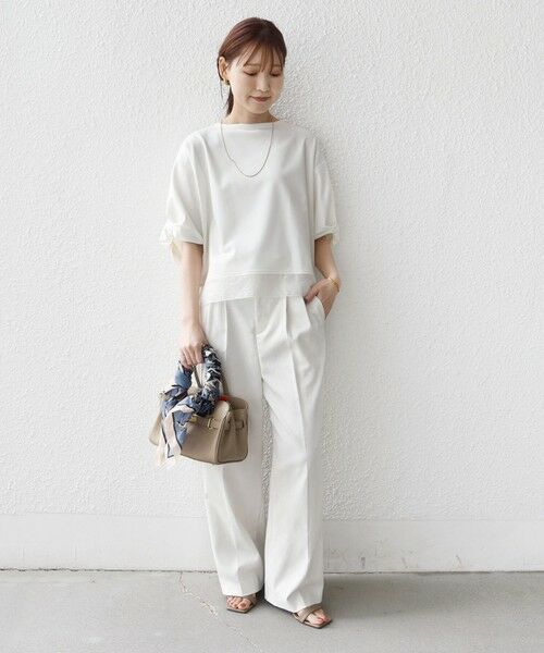 SHIPS / シップス カットソー | 〈洗濯機可能〉袖 ツイスト デザイン シアー ドッキング TEE | 詳細1