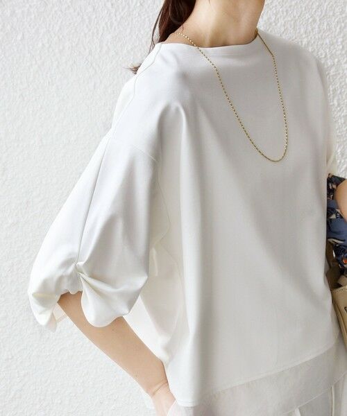 SHIPS / シップス カットソー | 〈洗濯機可能〉袖 ツイスト デザイン シアー ドッキング TEE | 詳細10