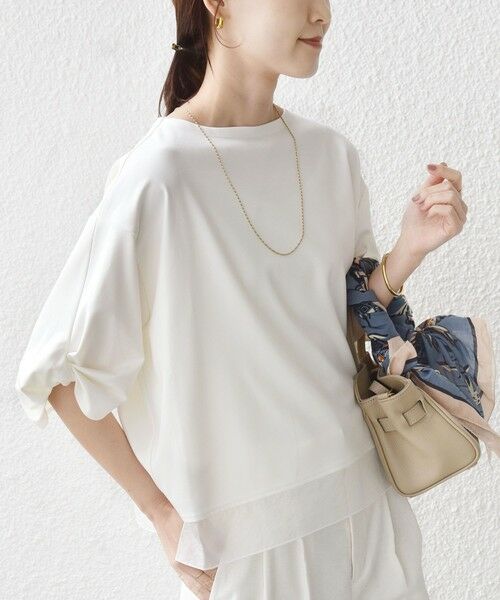 SHIPS / シップス カットソー | 〈洗濯機可能〉袖 ツイスト デザイン シアー ドッキング TEE | 詳細8