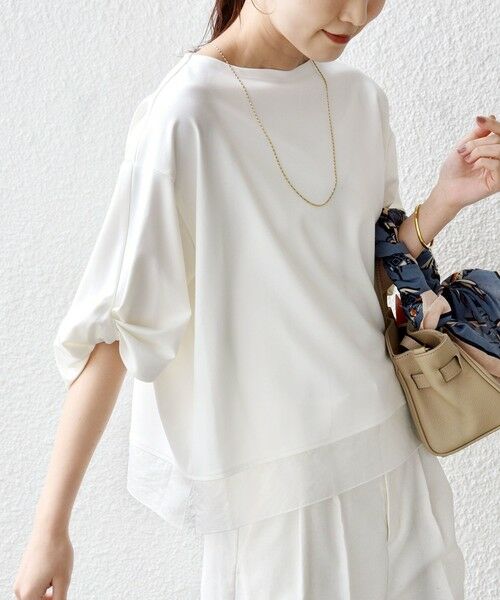 SHIPS / シップス カットソー | 〈洗濯機可能〉袖 ツイスト デザイン シアー ドッキング TEE | 詳細9