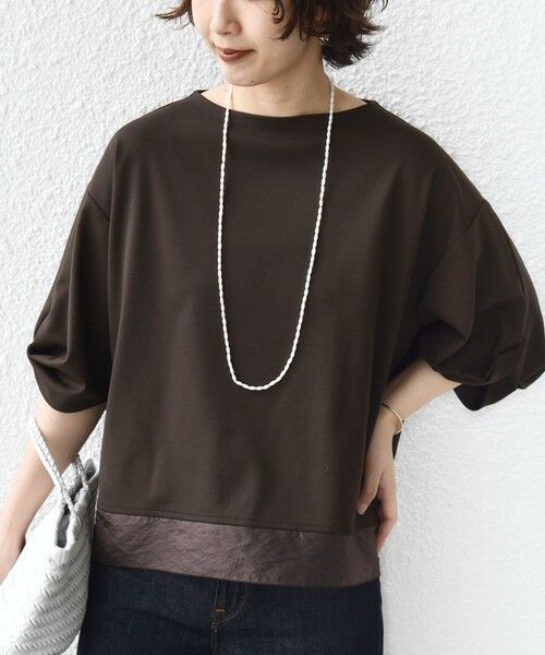 SHIPS / シップス カットソー | 《一部追加予約》〈洗濯機可能〉袖 ツイスト デザイン シアー ドッキング TEE(ブラウン)