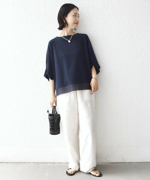 SHIPS / シップス カットソー | 〈洗濯機可能〉袖 ツイスト デザイン シアー ドッキング TEE | 詳細28