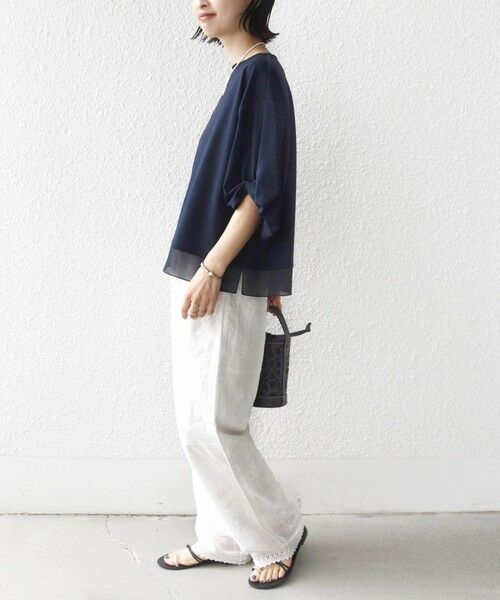 SHIPS / シップス カットソー | 〈洗濯機可能〉袖 ツイスト デザイン シアー ドッキング TEE | 詳細29