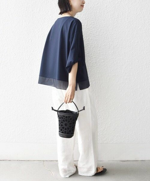 SHIPS / シップス カットソー | 〈洗濯機可能〉袖 ツイスト デザイン シアー ドッキング TEE | 詳細30