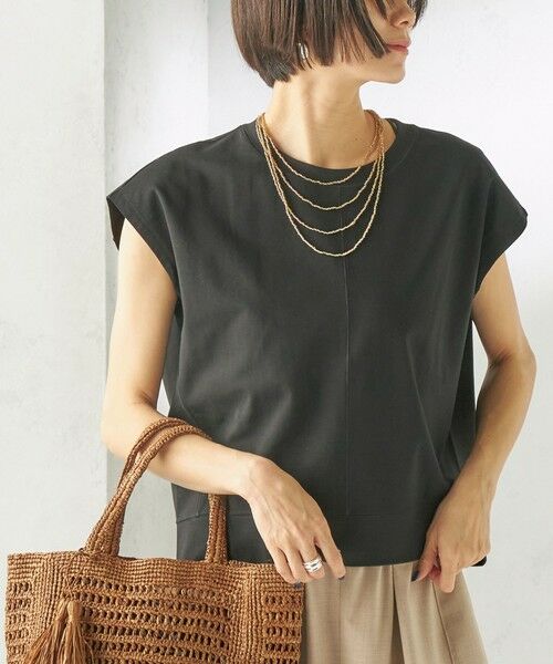 SHIPS / シップス カットソー | 《予約》〈接触冷感/吸水速乾/洗濯機可能〉ハイゲージ ポンチ コクーン カットソー（ブラック）