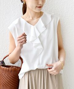 SHIPS / シップス カットソー（半袖以外） | 《予約》【WEB限定】〈接触冷感/吸水速乾/洗濯機可能〉ハイゲージ ポンチ フリル カットソー