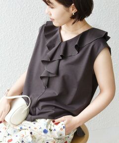 SHIPS / シップス カットソー（半袖以外） | 《予約》【WEB限定】〈接触冷感/吸水速乾/洗濯機可能〉ハイゲージ ポンチ フリル カットソー