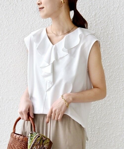 SHIPS / シップス カットソー（半袖以外） | 《予約》【WEB限定】〈接触冷感/吸水速乾/洗濯機可能〉ハイゲージ ポンチ フリル カットソー | 詳細5