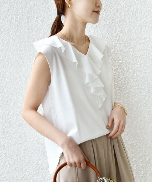 SHIPS / シップス カットソー（半袖以外） | 《予約》【WEB限定】〈接触冷感/吸水速乾/洗濯機可能〉ハイゲージ ポンチ フリル カットソー | 詳細8