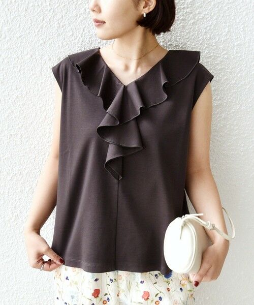 SHIPS / シップス カットソー（半袖以外） | 《予約》【WEB限定】〈接触冷感/吸水速乾/洗濯機可能〉ハイゲージ ポンチ フリル カットソー | 詳細15