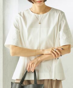 SHIPS / シップス カットソー | 《予約》〈手洗い可能〉シルケット ポンチ レース コンビ プルオーバー