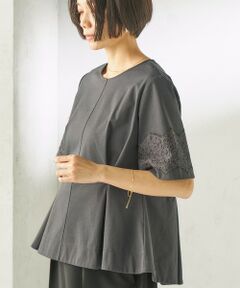 SHIPS / シップス カットソー | 《予約》〈手洗い可能〉シルケット ポンチ レース コンビ プルオーバー