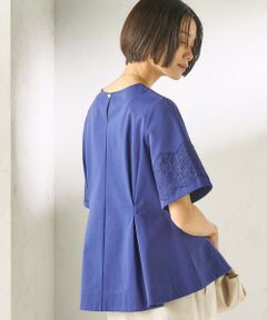 SHIPS / シップス カットソー | 《予約》〈手洗い可能〉シルケット ポンチ レース コンビ プルオーバー