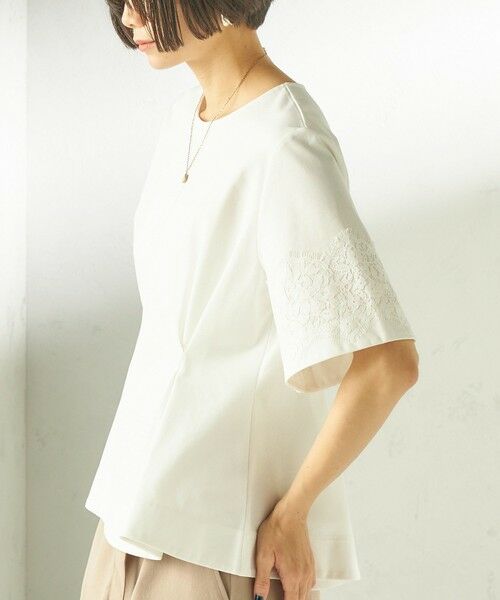SHIPS / シップス カットソー | 《予約》〈手洗い可能〉シルケット ポンチ レース コンビ プルオーバー | 詳細11