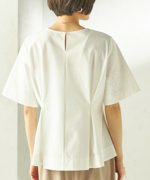 SHIPS / シップス カットソー | 《予約》〈手洗い可能〉シルケット ポンチ レース コンビ プルオーバー | 詳細15