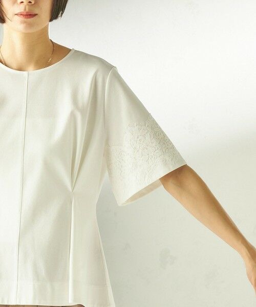 SHIPS / シップス カットソー | 《予約》〈手洗い可能〉シルケット ポンチ レース コンビ プルオーバー | 詳細17