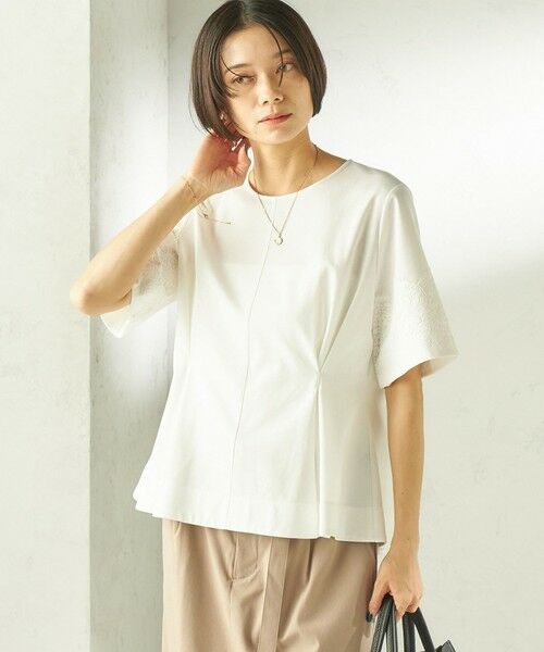 SHIPS / シップス カットソー | 《予約》〈手洗い可能〉シルケット ポンチ レース コンビ プルオーバー | 詳細5