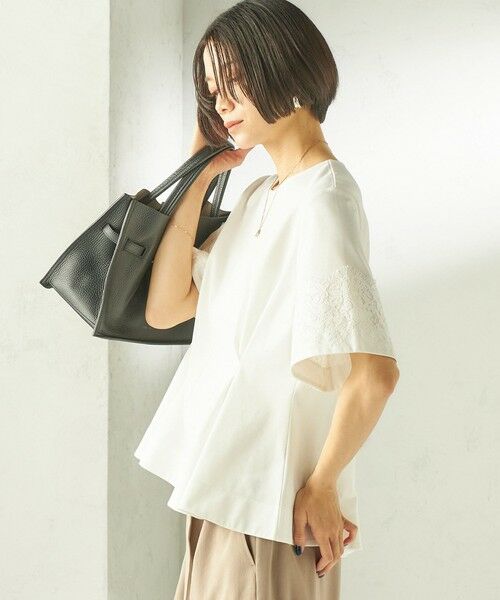 SHIPS / シップス カットソー | 《予約》〈手洗い可能〉シルケット ポンチ レース コンビ プルオーバー | 詳細6