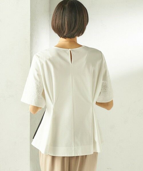 SHIPS / シップス カットソー | 《予約》〈手洗い可能〉シルケット ポンチ レース コンビ プルオーバー | 詳細7