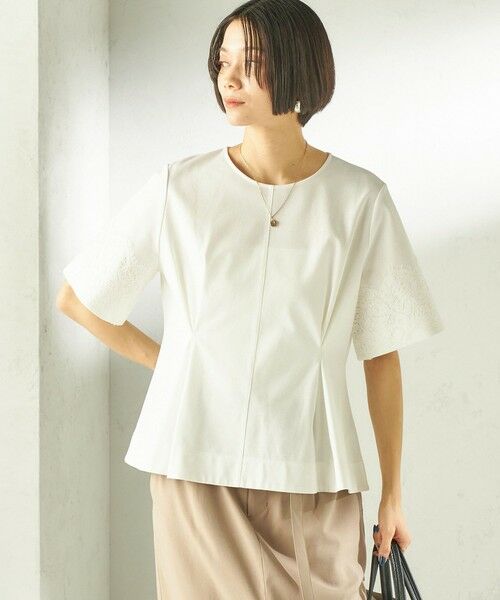 SHIPS / シップス カットソー | 《予約》〈手洗い可能〉シルケット ポンチ レース コンビ プルオーバー | 詳細9