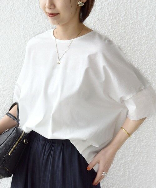 SHIPS / シップス カットソー | 〈接触冷感 / 手洗い可能〉裾 バルーン シアー ドッキング プルオーバー（オフホワイト）