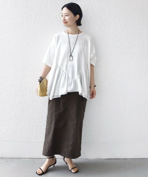 SHIPS / シップス Tシャツ | 《予約》【WEB限定】〈手洗い可能〉ランダム ギャザー ドッキング TEE | 詳細1