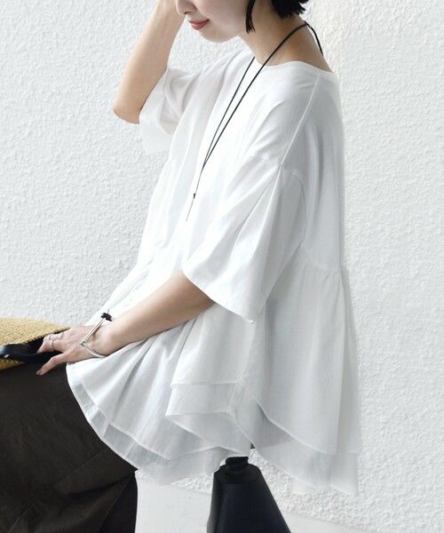 SHIPS / シップス Tシャツ | 《予約》【WEB限定】〈手洗い可能〉ランダム ギャザー ドッキング TEE | 詳細10