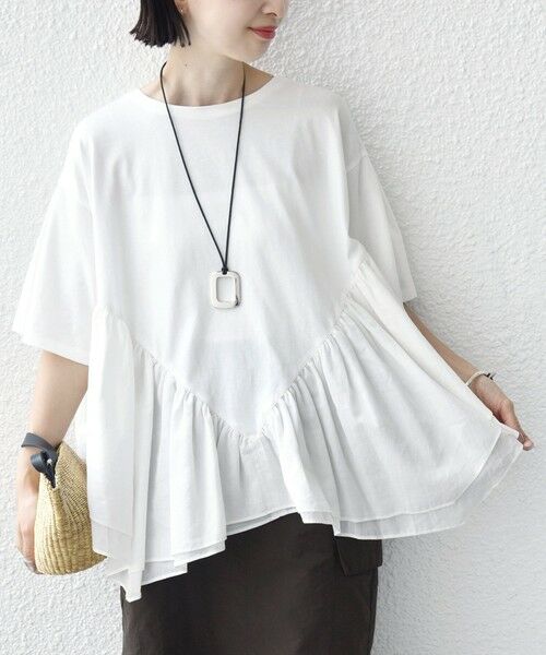 SHIPS / シップス Tシャツ | 《予約》【WEB限定】〈手洗い可能〉ランダム ギャザー ドッキング TEE | 詳細5