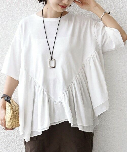 SHIPS / シップス Tシャツ | 《予約》【WEB限定】〈手洗い可能〉ランダム ギャザー ドッキング TEE | 詳細8