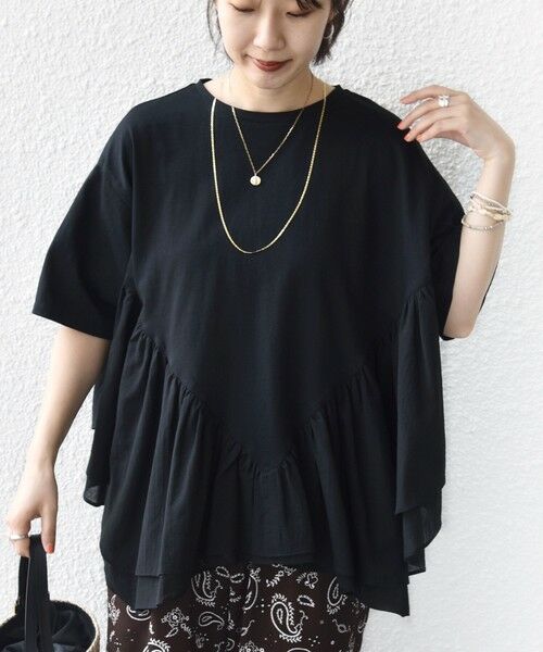 SHIPS / シップス Tシャツ | 《予約》【WEB限定】〈手洗い可能〉ランダム ギャザー ドッキング TEE | 詳細18