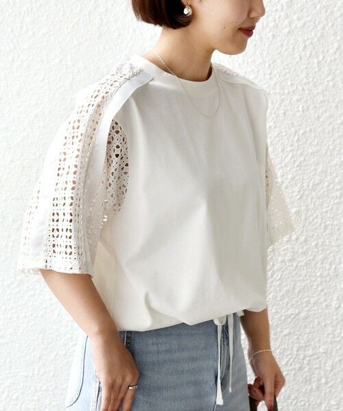 SHIPS / シップス Tシャツ | 《一部追加予約》【WEB限定】〈手洗い可能〉レース コンビ ショート スリーブ カットソー | 詳細17