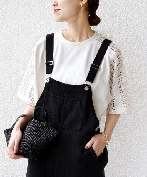 SHIPS / シップス Tシャツ | 《予約》【WEB限定】〈手洗い可能〉レース コンビ ショート スリーブ カットソー | 詳細5