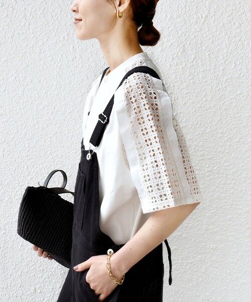 SHIPS / シップス Tシャツ | 《予約》【WEB限定】〈手洗い可能〉レース コンビ ショート スリーブ カットソー | 詳細6