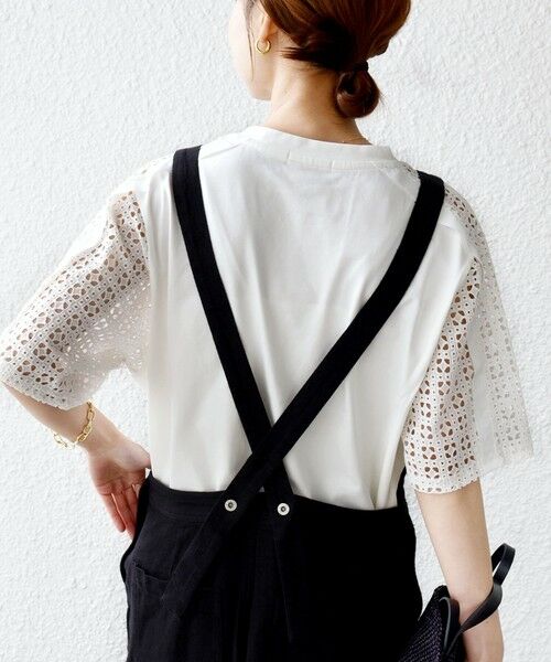 SHIPS / シップス Tシャツ | 《予約》【WEB限定】〈手洗い可能〉レース コンビ ショート スリーブ カットソー | 詳細7