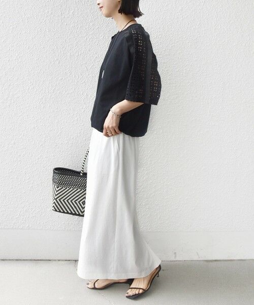 SHIPS / シップス Tシャツ | 《予約》【WEB限定】〈手洗い可能〉レース コンビ ショート スリーブ カットソー | 詳細14