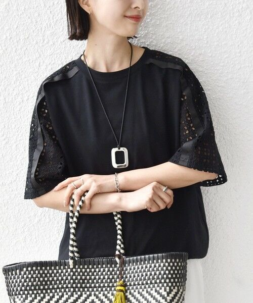 SHIPS / シップス Tシャツ | 《予約》【WEB限定】〈手洗い可能〉レース コンビ ショート スリーブ カットソー | 詳細17