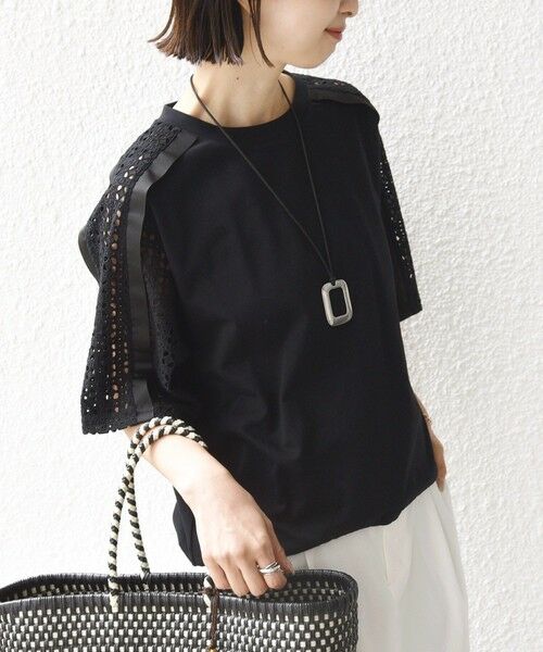 SHIPS / シップス Tシャツ | 《予約》【WEB限定】〈手洗い可能〉レース コンビ ショート スリーブ カットソー | 詳細20